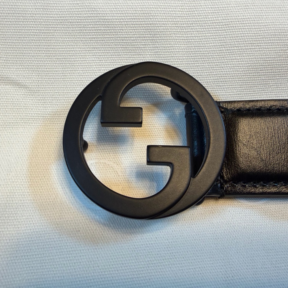 New Gucci GG Logo Buckle Black Belt Size 46 / 115 cm Fits a Waist 42 - 46 - Picture 3 of 11